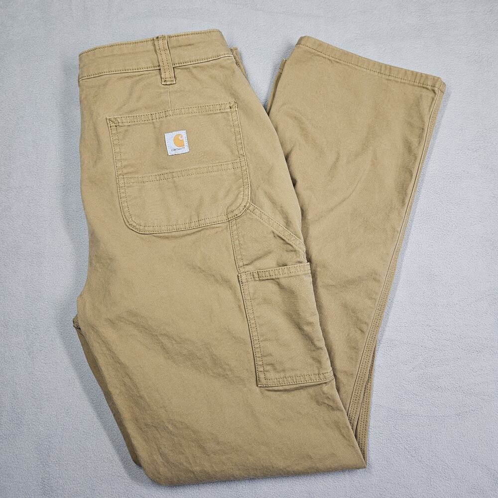 Carhartt Pants Women 12 Tall Tan Loose Fit Rugged Flex Canvas Work Pant BN2080-W